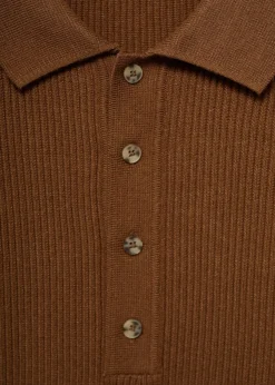 MANGO Kardigany I Swetry|Koszulki Polo*Sweter polo z prążkowanej dzianiny z mieszanki bawełny