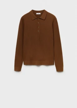 MANGO Kardigany I Swetry|Koszulki Polo*Sweter polo z prążkowanej dzianiny z mieszanki bawełny
