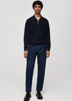 MANGO Kardigany I Swetry|Koszulki Polo*Sweter teksturowany z kołnierzykiem polo i zapięciem na zamek