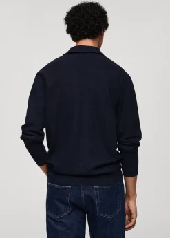 MANGO Kardigany I Swetry|Koszulki Polo*Sweter teksturowany z kołnierzykiem polo i zapięciem na zamek