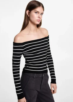 MANGO Swetry I Kardigany*Sweter w paski z dekoltem łódką