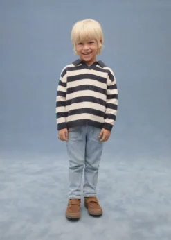 Dzieci MANGO Swetry I Kardigany*Sweter w paski z kołnierzykiem polo