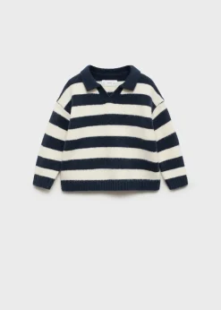 Dzieci MANGO Swetry I Kardigany*Sweter w paski z kołnierzykiem polo
