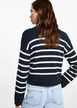 MANGO Swetry I Kardigany*Sweter w paski z kołnierzykiem polo