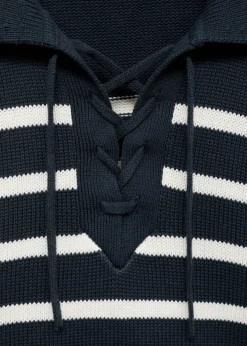 MANGO Swetry I Kardigany*Sweter w paski z kołnierzykiem polo
