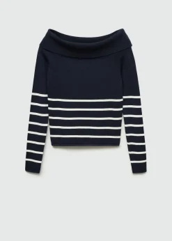 MANGO Swetry I Kardigany*Sweter w paski z odkrytymi ramionami