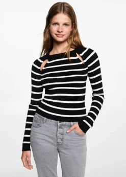 MANGO Swetry I Kardigany*Sweter w paski z wycięciami