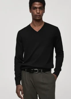 MANGO Kardigany I Swetry*Sweter z 100% wełny merynosów z dekoltem w serek