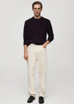 MANGO Kardigany I Swetry*Sweter z bawełnianej prążkowanej dzianiny