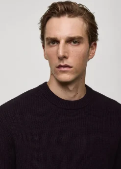 MANGO Kardigany I Swetry*Sweter z bawełnianej prążkowanej dzianiny