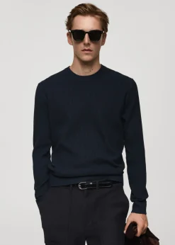 MANGO Kardigany I Swetry*Sweter z bawełnianej prążkowanej dzianiny