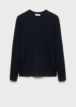 MANGO Kardigany I Swetry*Sweter z bawełnianej prążkowanej dzianiny