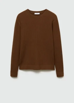 MANGO Kardigany I Swetry*Sweter z bawełnianej prążkowanej dzianiny