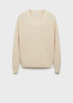 MANGO Kardigany I Swetry*Sweter z dekoltem w szpic z wełny alpaki