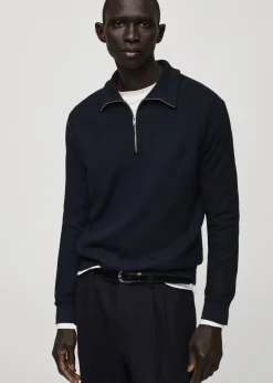 MANGO Kardigany I Swetry*Sweter z drobną teksturą i zapięciem na zamek pod szyją