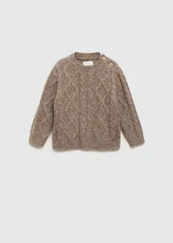 Dzieci MANGO Swetry I Kardigany*Sweter z dzianiny w warkocze z zapięciem na guziki