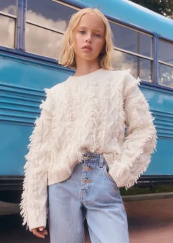 Dzieci MANGO Swetry I Kardigany*Sweter z dzianiny z frędzlami