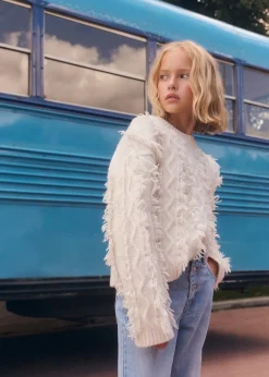 Dzieci MANGO Swetry I Kardigany*Sweter z dzianiny z frędzlami