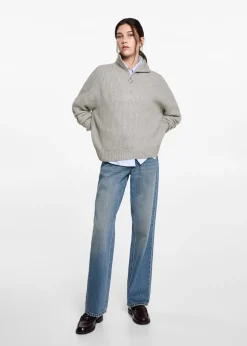 MANGO Swetry I Kardigany*Sweter z dzianiny z kołnierzem na zamek