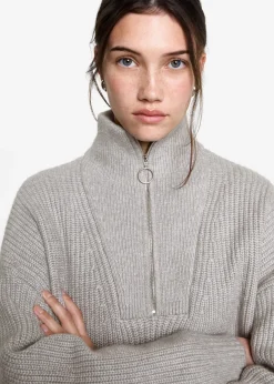 MANGO Swetry I Kardigany*Sweter z dzianiny z kołnierzem na zamek