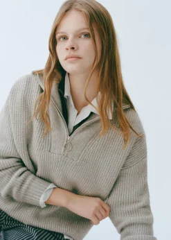 MANGO Swetry I Kardigany*Sweter z dzianiny z kołnierzem na zamek