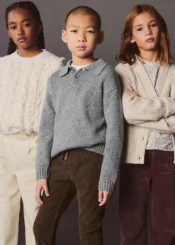 Dzieci MANGO Swetry I Kardigany*Sweter z dzianiny z kołnierzykiem polo