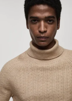 MANGO Kardigany I Swetry*Sweter z dzianiny z warkoczami i golfem