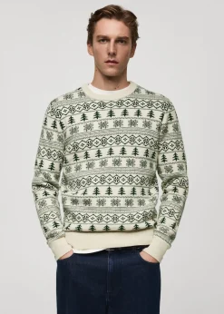 MANGO Kardigany I Swetry*Sweter z dzianiny ze świątecznym nadrukiem