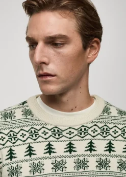 MANGO Kardigany I Swetry*Sweter z dzianiny ze świątecznym nadrukiem