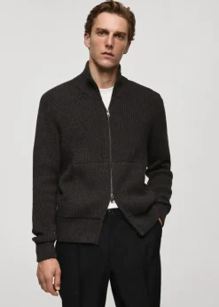 MANGO Kardigany I Swetry*Sweter z grubej prążkowanej dzianiny na zamek