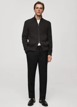 MANGO Kardigany I Swetry*Sweter z grubej prążkowanej dzianiny na zamek