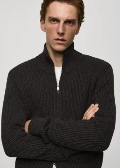 MANGO Kardigany I Swetry*Sweter z grubej prążkowanej dzianiny na zamek