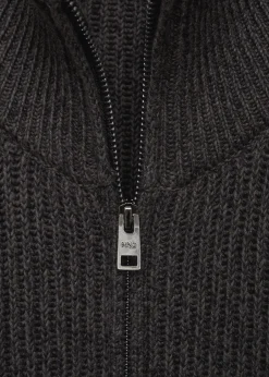 MANGO Kardigany I Swetry*Sweter z grubej prążkowanej dzianiny na zamek