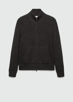MANGO Kardigany I Swetry*Sweter z grubej prążkowanej dzianiny na zamek
