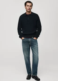 MANGO Kardigany I Swetry|Koszulki Polo*Sweter z kołnierzykiem polo z prążkowanej dzianiny