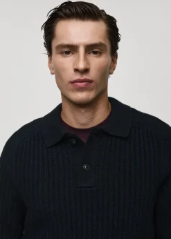 MANGO Kardigany I Swetry|Koszulki Polo*Sweter z kołnierzykiem polo z prążkowanej dzianiny
