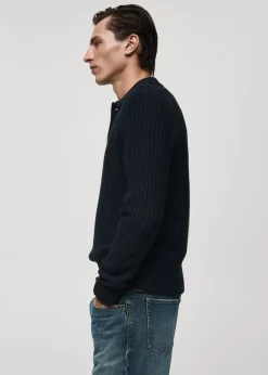 MANGO Kardigany I Swetry|Koszulki Polo*Sweter z kołnierzykiem polo z prążkowanej dzianiny