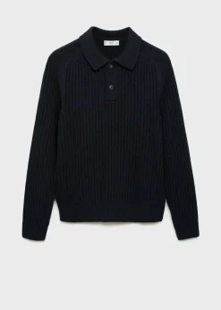 MANGO Kardigany I Swetry|Koszulki Polo*Sweter z kołnierzykiem polo z prążkowanej dzianiny