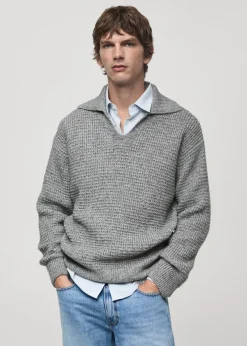 MANGO Kardigany I Swetry|Koszulki Polo*Sweter z plecionym kołnierzykiem polo