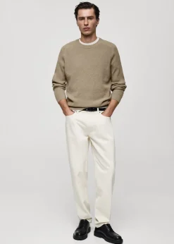 MANGO Kardigany I Swetry*Sweter z prążkowanej dzianiny wełnianej