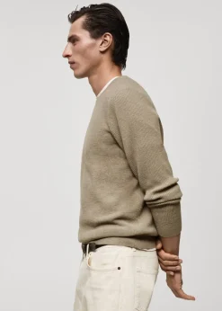 MANGO Kardigany I Swetry*Sweter z prążkowanej dzianiny wełnianej