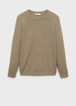 MANGO Kardigany I Swetry*Sweter z prążkowanej dzianiny wełnianej