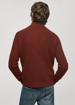 MANGO Kardigany I Swetry*Sweter z prążkowanej dzianiny z półgolfem