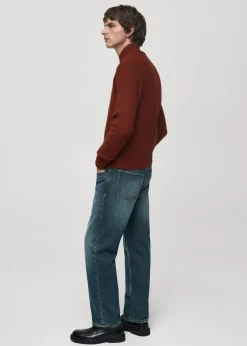 MANGO Kardigany I Swetry*Sweter z prążkowanej dzianiny z półgolfem