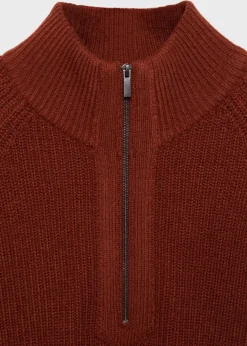 MANGO Kardigany I Swetry*Sweter z prążkowanej dzianiny z półgolfem