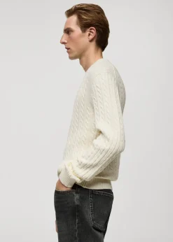 MANGO Kardigany I Swetry*Sweter z warkoczami z mieszanki wełny