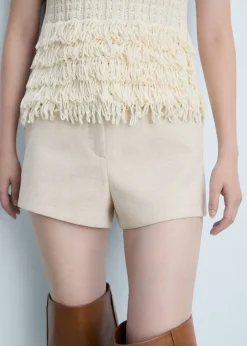 MANGO Krótkie Spodenki*Szorty bawełniano-lniane o prostym kroju