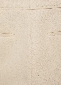 MANGO Krótkie Spodenki*Szorty bawełniano-lniane o prostym kroju