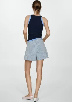 MANGO Krótkie Spodenki*Szorty dżinsowe z nadrukiem w paski