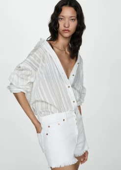 MANGO Krótkie Spodenki*Szorty dżinsowe z postrzępionym dołem